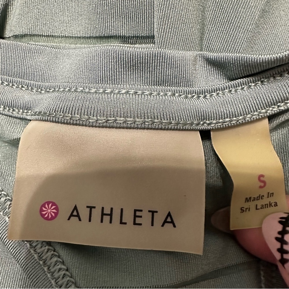 Athleta Chi Green Mesh Sheer Striped Tank Top Size s - Picture 9 of 11